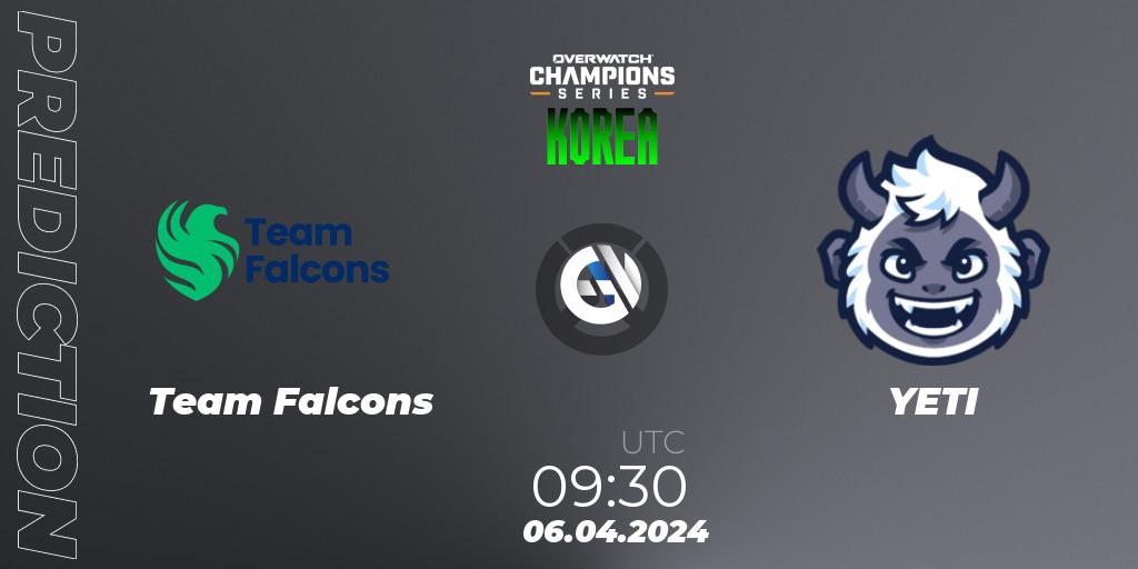 Team Falcons - YETI: ennuste. 06.04.2024 at 09:30, Overwatch, Overwatch Champions Series 2024 - Stage 1 Korea