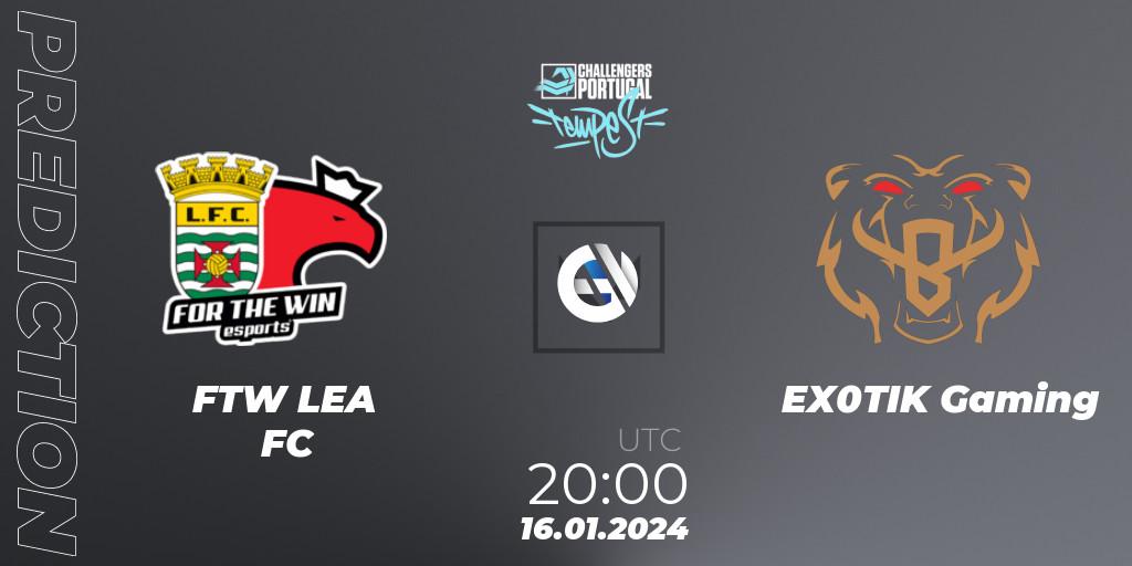 FTW LEÇA FC - EX0TIK Gaming: ennuste. 16.01.2024 at 20:20, VALORANT, VALORANT Challengers 2024 Portugal: Tempest Split 1