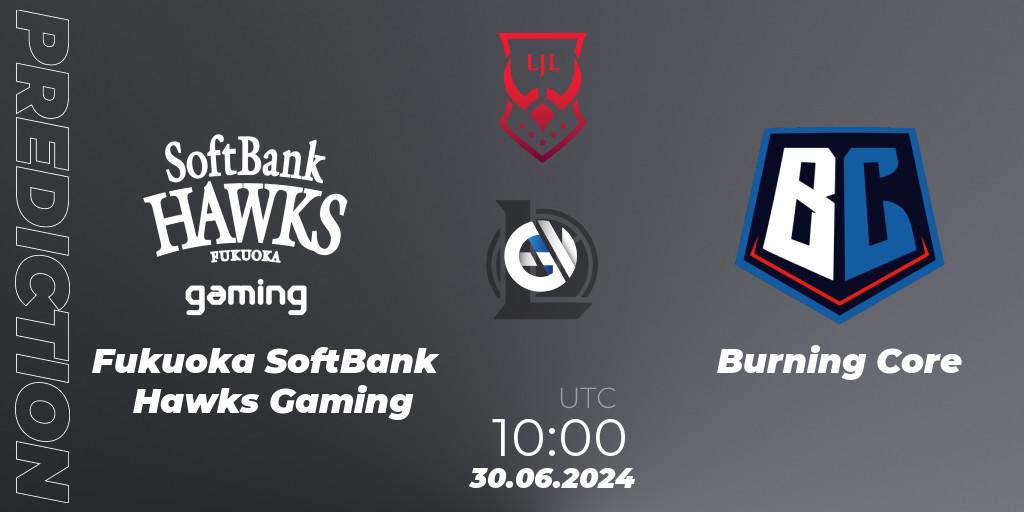 Fukuoka SoftBank Hawks Gaming - Burning Core: ennuste. 30.06.2024 at 10:00, LoL, LJL Summer 2024