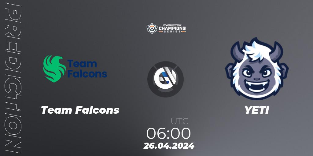Team Falcons - YETI: ennuste. 26.04.2024 at 06:00, Overwatch, Overwatch Champions Series 2024 - Asia Stage 1 Main Event