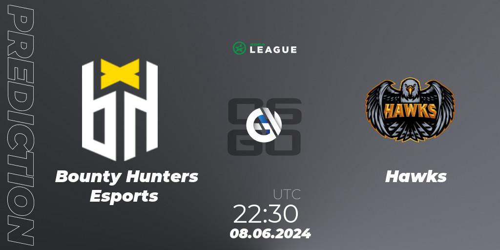 Bounty Hunters Esports - Hawks: ennuste. 09.06.2024 at 15:45, Counter-Strike (CS2), ESEA Season 49: Open Division - South America