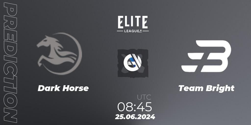 Dark Horse - Team Bright: ennuste. 25.06.2024 at 08:45, Dota 2, Elite League Season 2: China Closed Qualifier