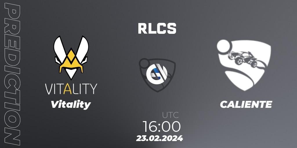 Vitality - CALIENTE: ennuste. 23.02.2024 at 16:00, Rocket League, RLCS 2024 - Major 1: Europe Open Qualifier 2