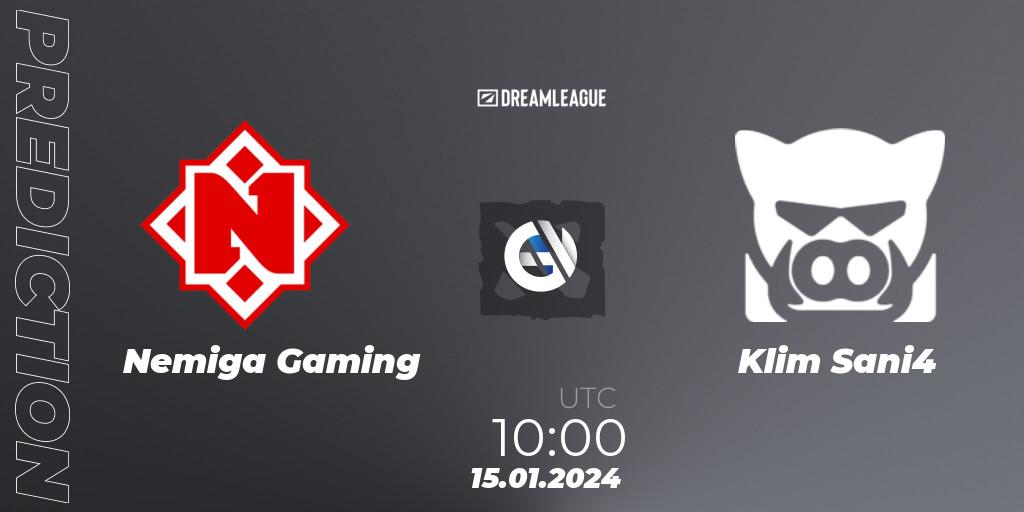 Nemiga Gaming - Klim Sani4: ennuste. 15.01.2024 at 10:01, Dota 2, DreamLeague Season 22: Eastern Europe Closed Qualifier