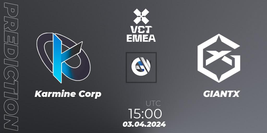 Karmine Corp - GIANTX: ennuste. 03.04.24, VALORANT, VALORANT Champions Tour 2024: EMEA League - Stage 1 - Group Stage