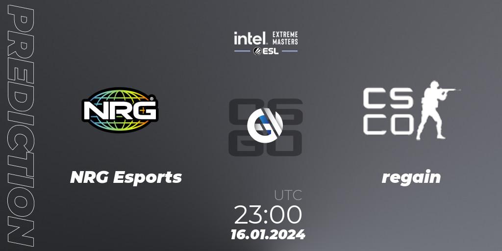 NRG Esports - regain: ennuste. 16.01.2024 at 23:05, Counter-Strike (CS2), Intel Extreme Masters China 2024: North American Open Qualifier #1