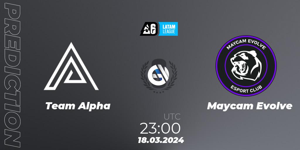 Team Alpha - Maycam Evolve: ennuste. 18.03.2024 at 23:00, Rainbow Six, LATAM League 2024 - Stage 1: LATAM South
