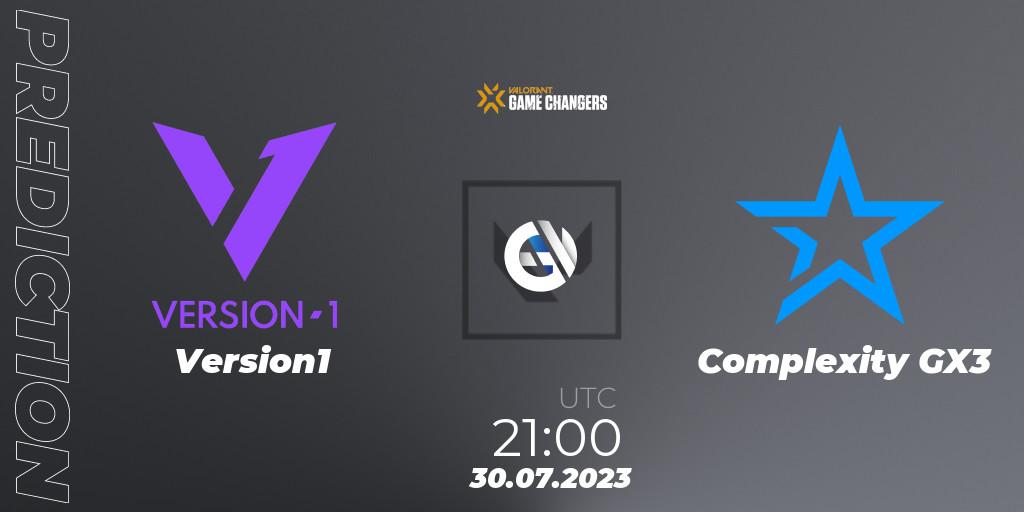 Version1 - Complexity GX3: ennuste. 30.07.2023 at 21:10, VALORANT, VCT 2023: Game Changers North America Series S2