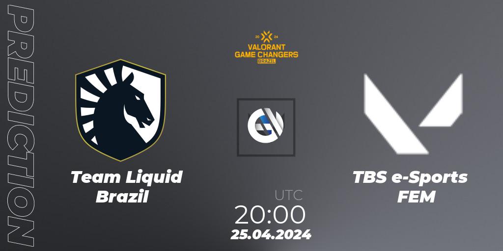 Team Liquid Brazil - TBS e-Sports FEM: ennuste. 25.04.2024 at 20:00, VALORANT, VCT 2024: Game Changers Brazil Series 1