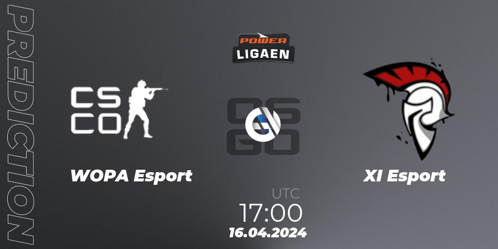 WOPA Esport - XI Esport: ennuste. 16.04.2024 at 17:00, Counter-Strike (CS2), Dust2.dk Ligaen Season 26