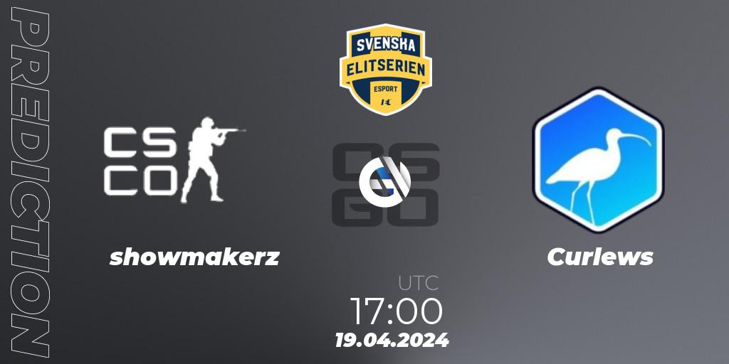 showmakerz - Curlews: ennuste. 19.04.2024 at 17:10, Counter-Strike (CS2), Svenska Elitserien Spring 2024
