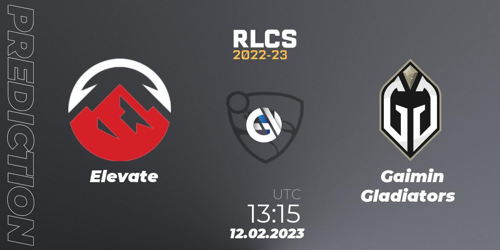Elevate - Gaimin Gladiators: ennuste. 12.02.2023 at 13:15, Rocket League, RLCS 2022-23 - Winter: Asia-Pacific Regional 2 - Winter Cup