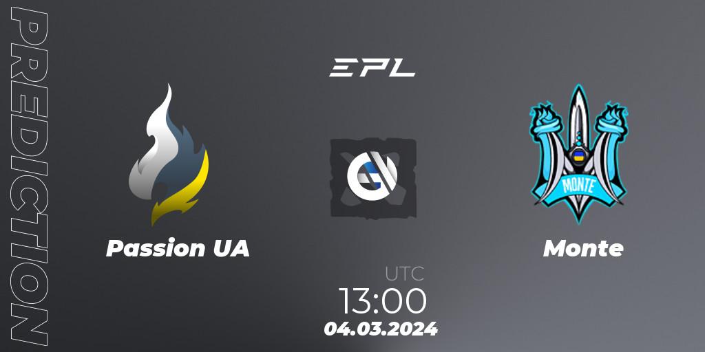 Passion UA - Monte: ennuste. 04.03.24, Dota 2, European Pro League Season 17: Division 2