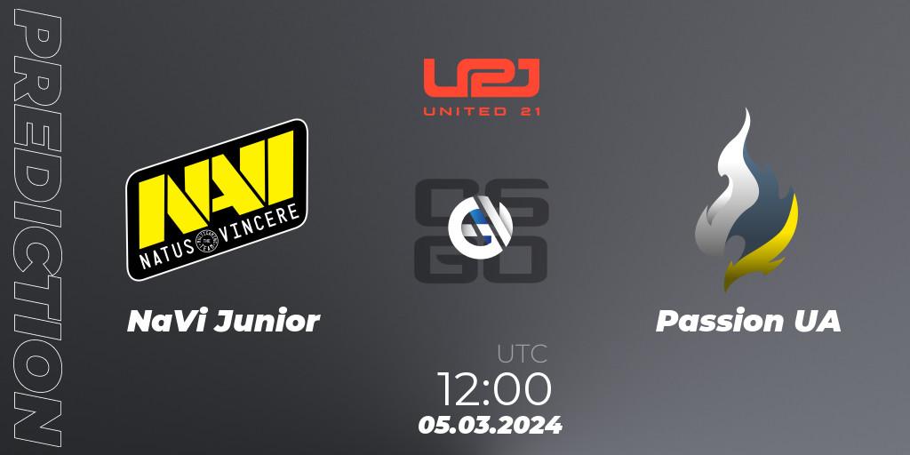NaVi Junior - Passion UA: ennuste. 05.03.2024 at 13:00, Counter-Strike (CS2), United21 Season 12