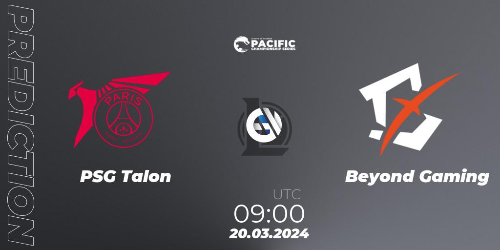 PSG Talon - Beyond Gaming: ennuste. 20.03.2024 at 09:00, LoL, PCS Playoffs Spring 2024