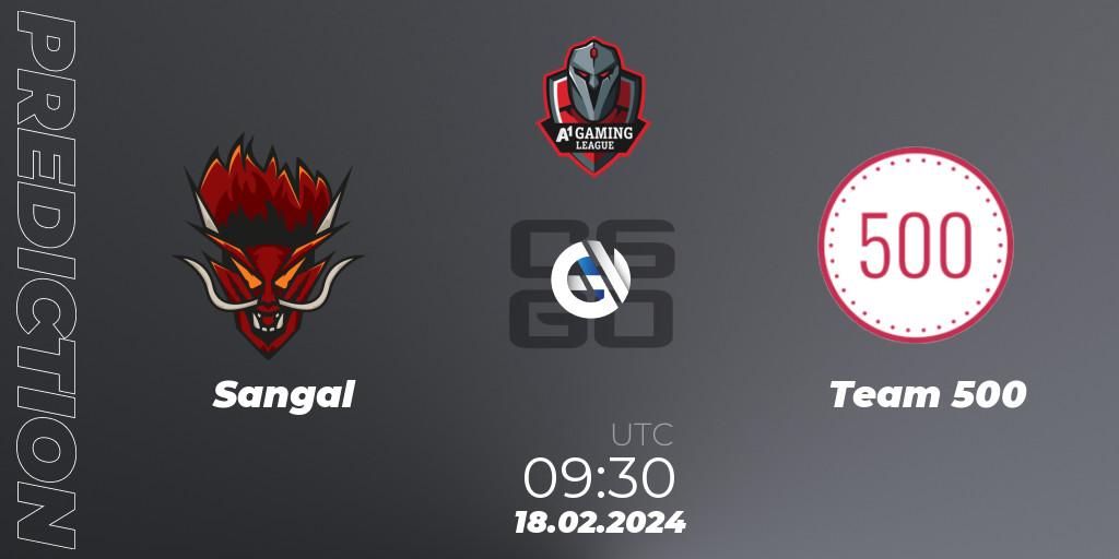 Sangal - Team 500: ennuste. 18.02.2024 at 09:30, Counter-Strike (CS2), A1 Gaming League Season 8