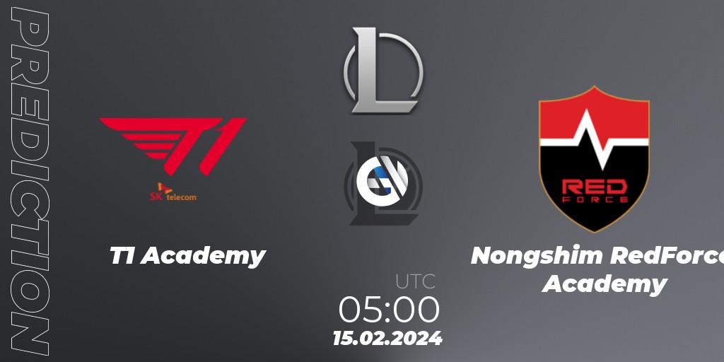T1 Academy - Nongshim RedForce Academy: ennuste. 15.02.2024 at 05:00, LoL, LCK Challengers League 2024 Spring - Group Stage