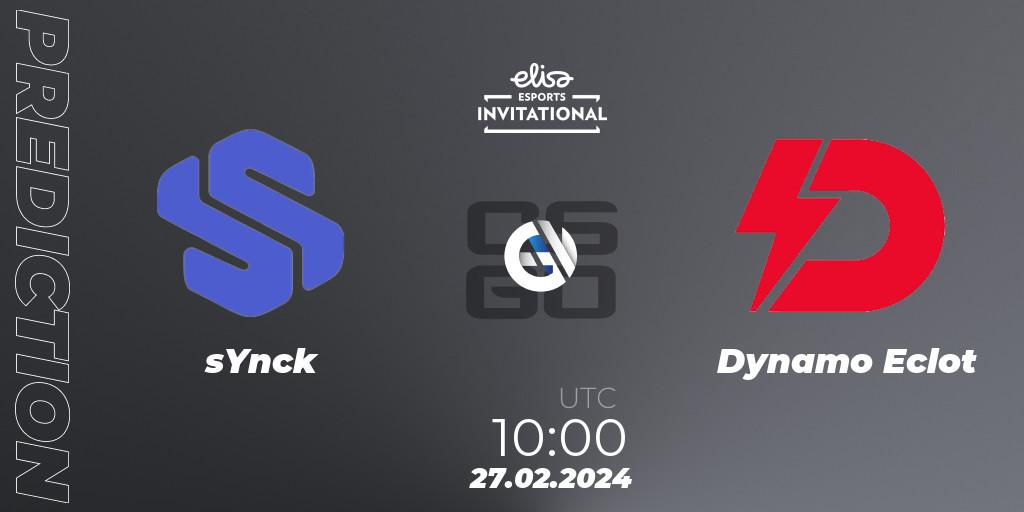 sYnck - Dynamo Eclot: ennuste. 27.02.24, CS2 (CS:GO), Elisa Invitational Spring 2024 Contenders