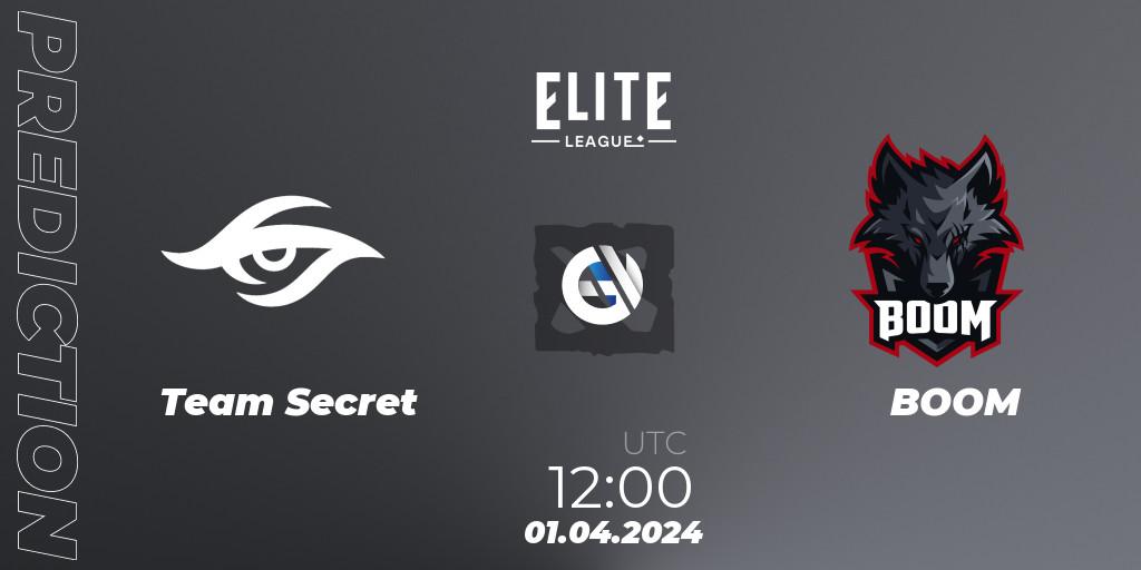 Team Secret - BOOM: ennuste. 01.04.24, Dota 2, Elite League: Swiss Stage