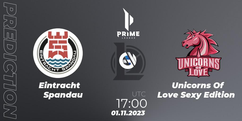Eintracht Spandau - Unicorns Of Love Sexy Edition: ennuste. 01.11.2023 at 17:00, LoL, Prime League Pokal 2023