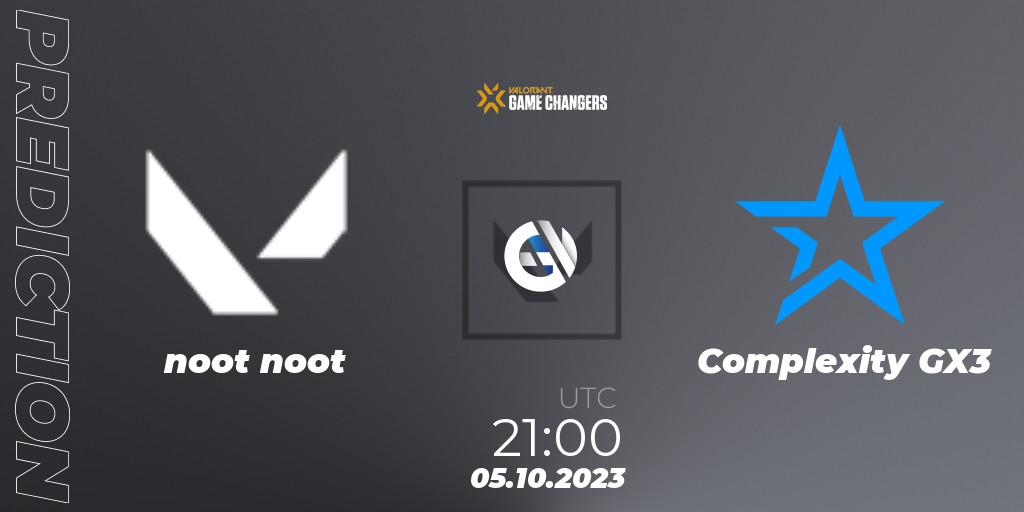 noot noot - Complexity GX3: ennuste. 05.10.2023 at 21:00, VALORANT, VCT 2023: Game Changers North America Series S3