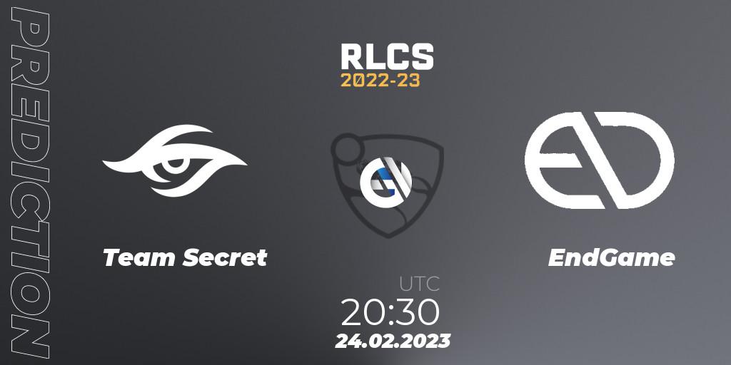 Team Secret - EndGame: ennuste. 24.02.2023 at 20:30, Rocket League, RLCS 2022-23 - Winter: South America Regional 3 - Winter Invitational