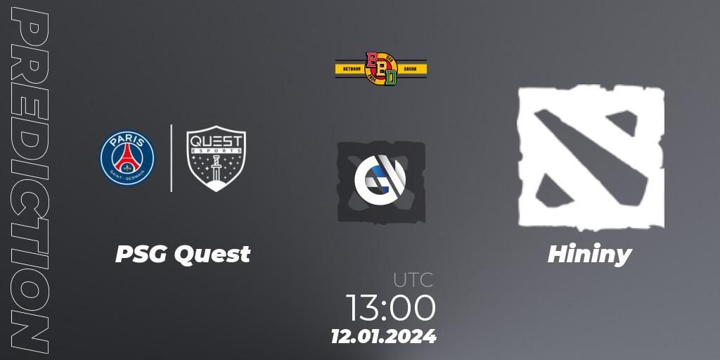 PSG Quest - Hininy: ennuste. 12.01.2024 at 13:03, Dota 2, BetBoom Dacha Dubai 2024: MENA Closed Qualifier