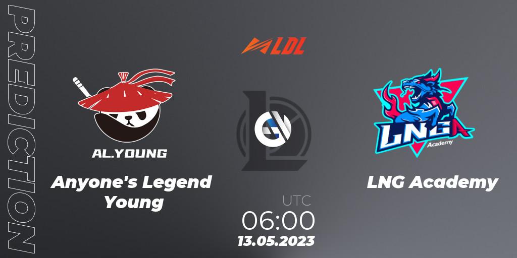 Anyone's Legend Young - LNG Academy: ennuste. 13.05.2023 at 06:00, LoL, LDL 2023 - Regular Season - Stage 2