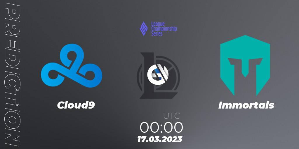 Cloud9 - Immortals: ennuste. 17.03.2023 at 00:00, LoL, LCS Spring 2023 - Group Stage