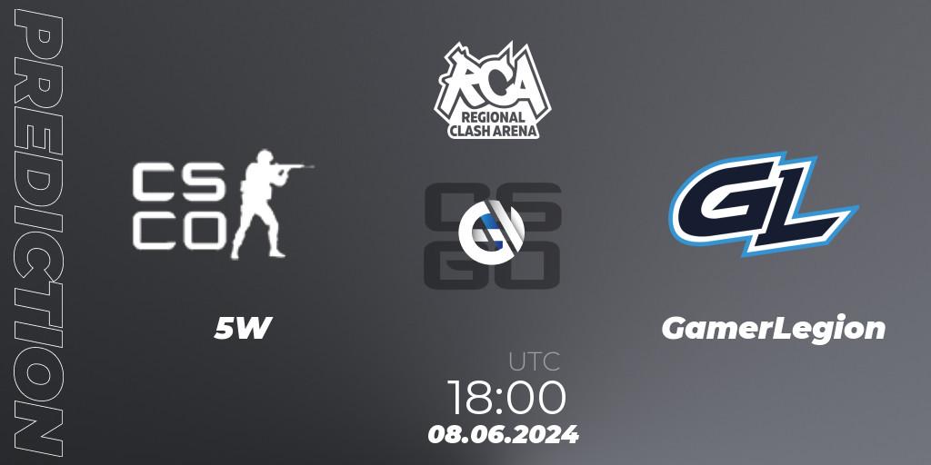 5W Gaming - GamerLegion: ennuste. 08.06.2024 at 18:00, Counter-Strike (CS2), Regional Clash Arena Europe