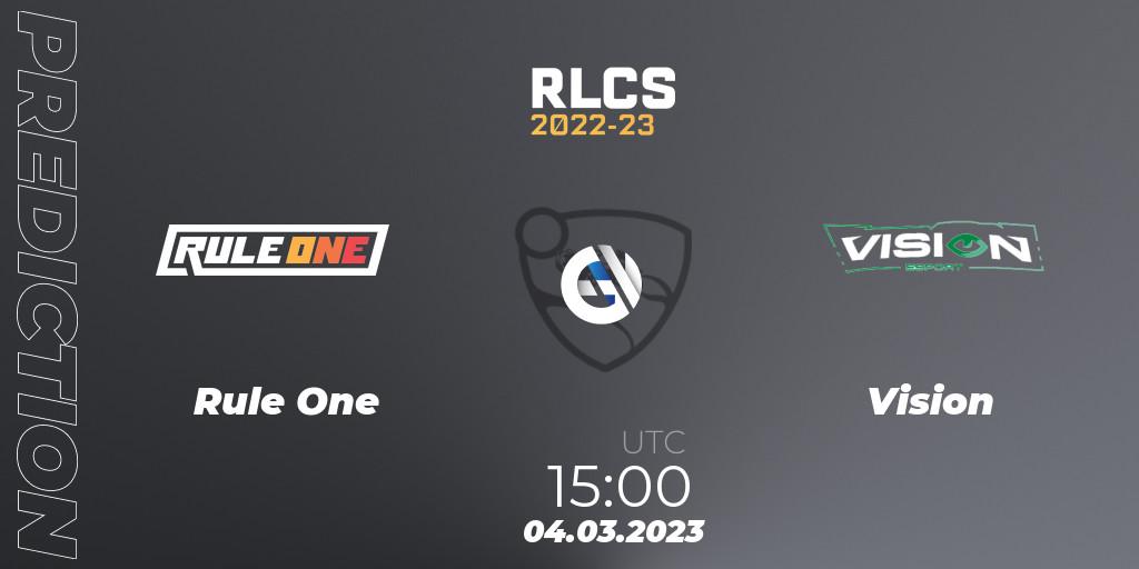 Rule One - Vision: ennuste. 04.03.2023 at 15:00, Rocket League, RLCS 2022-23 - Winter: Middle East and North Africa Regional 3 - Winter Invitational