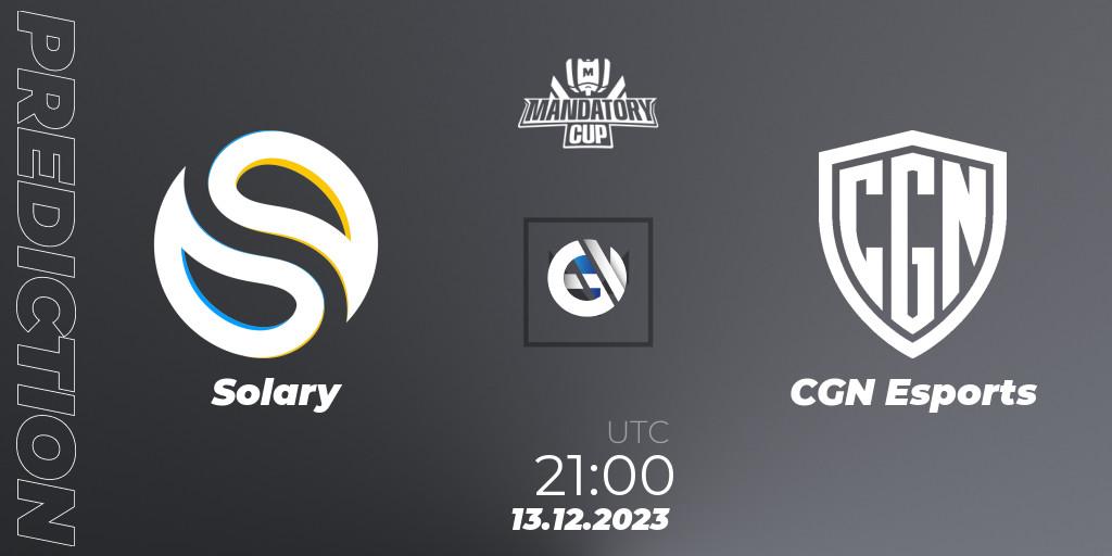 Solary - CGN Esports: ennuste. 13.12.23, VALORANT, Mandatory Cup #3