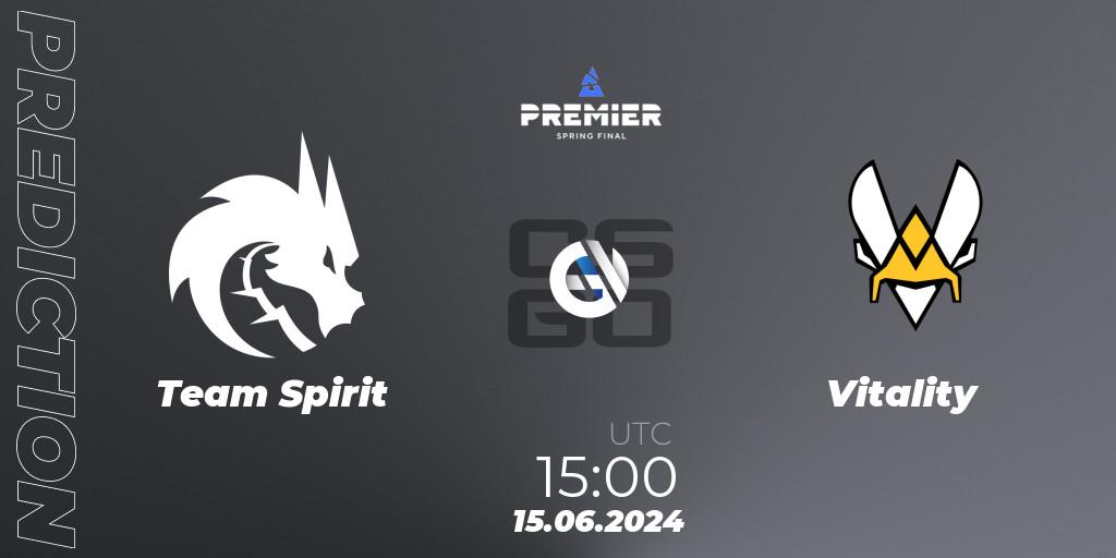 Team Spirit - Vitality: ennuste. 15.06.2024 at 15:00, Counter-Strike (CS2), BLAST Premier Spring Final 2024