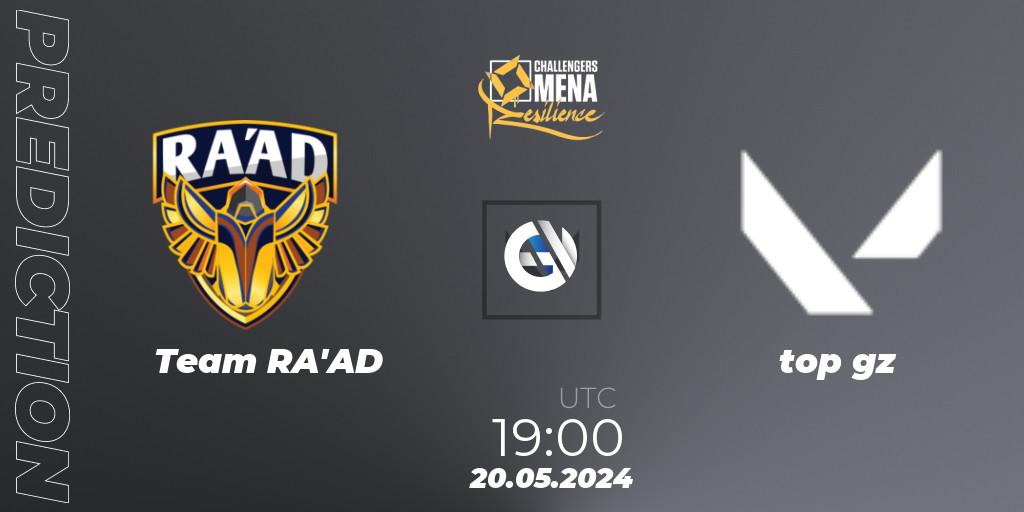 Team RA'AD - top gz: ennuste. 20.05.2024 at 19:00, VALORANT, VALORANT Challengers 2024 MENA: Resilience Split 2 - Levant and North Africa