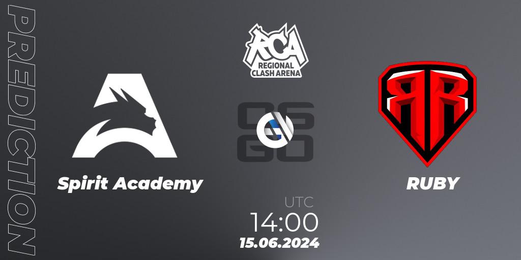 Spirit Academy - RUBY: ennuste. 15.06.2024 at 14:00, Counter-Strike (CS2), Regional Clash Arena CIS
