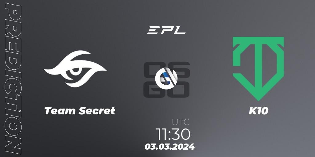 Team Secret - K10: ennuste. 04.03.24, CS2 (CS:GO), European Pro League Season 14