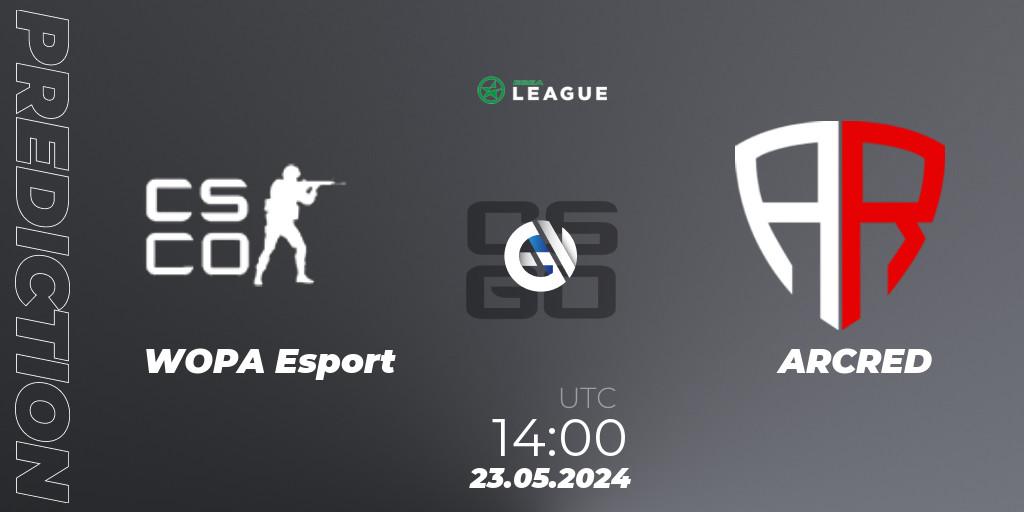 WOPA Esport - ARCRED: ennuste. 23.05.2024 at 14:00, Counter-Strike (CS2), ESEA Season 49: Advanced Division - Europe