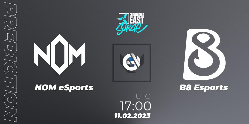 NOM eSports - B8 Esports: ennuste. 11.02.2023 at 17:00, VALORANT, VALORANT Challengers 2023 East: Surge Split 1