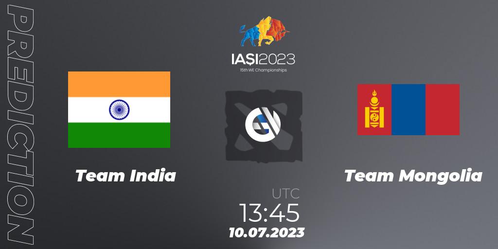 Team India - Team Mongolia: ennuste. 10.07.2023 at 14:45, Dota 2, Gamers8 IESF Asian Championship 2023