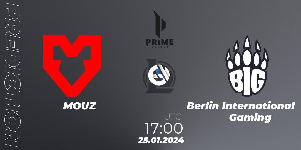 MOUZ - Berlin International Gaming: ennuste. 25.01.2024 at 17:00, LoL, Prime League Spring 2024 - Group Stage