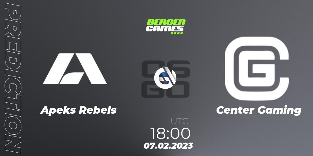 Apeks Rebels - Center Gaming: ennuste. 07.02.23, CS2 (CS:GO), Bergen Games 2023: Online Stage