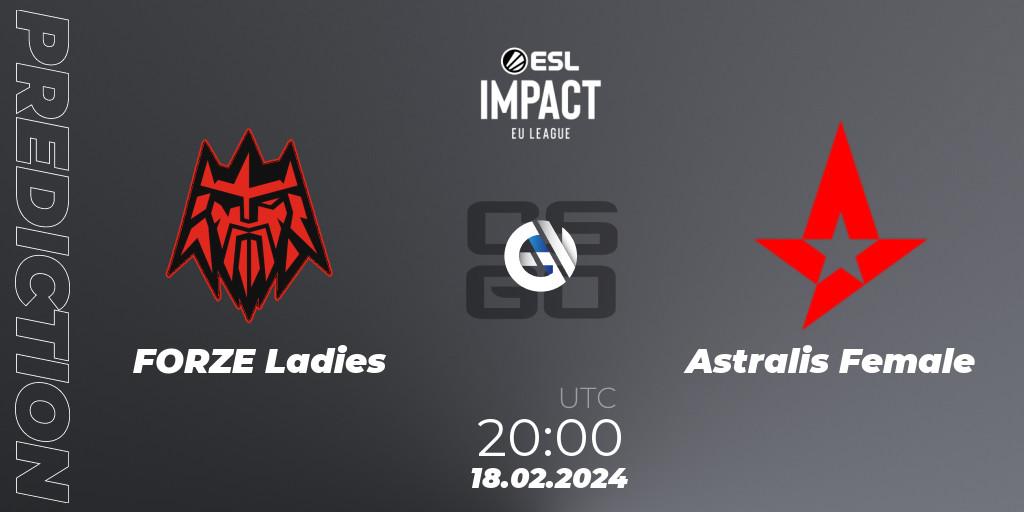 FORZE Ladies - Astralis Female: ennuste. 18.02.24, CS2 (CS:GO), ESL Impact League Season 5: European Division - Open Qualifier #2