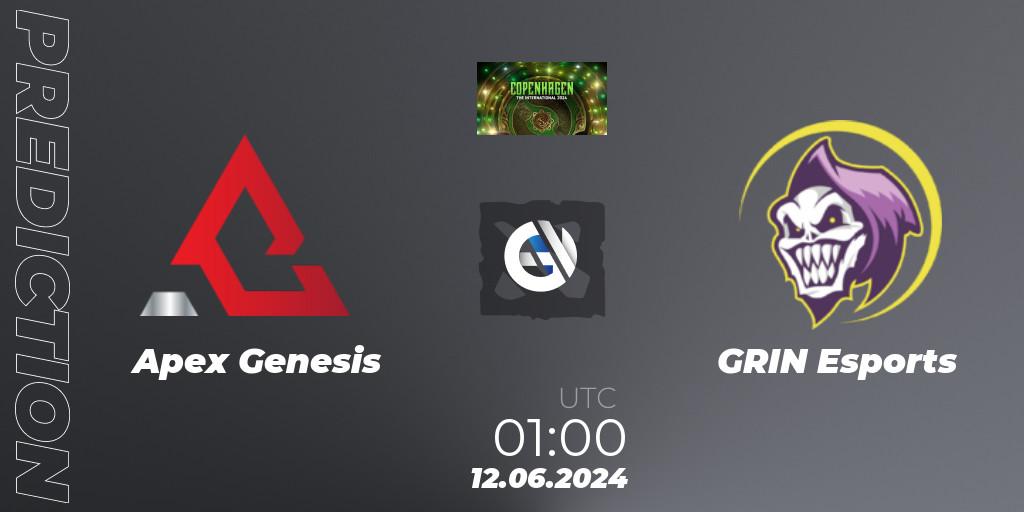 Apex Genesis - GRIN Esports: ennuste. 12.06.2024 at 01:00, Dota 2, The International 2024: North America Closed Qualifier