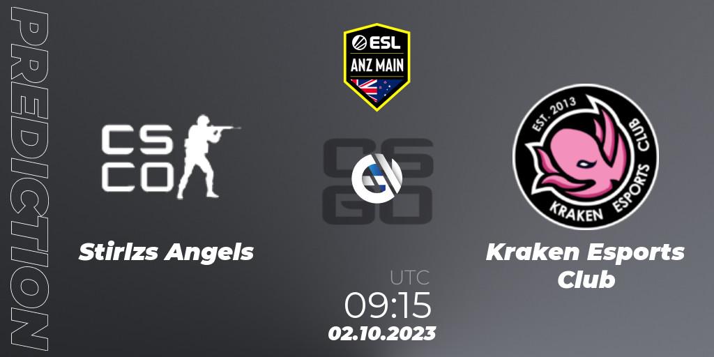 Stirlzs Angels - Kraken Esports Club: ennuste. 02.10.2023 at 09:15, Counter-Strike (CS2), ESL ANZ Main Season 17