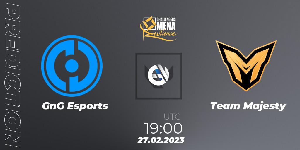 GnG Esports - Team Majesty: ennuste. 27.02.2023 at 18:00, VALORANT, VALORANT Challengers 2023 MENA: Resilience Split 1 - Levant and North Africa