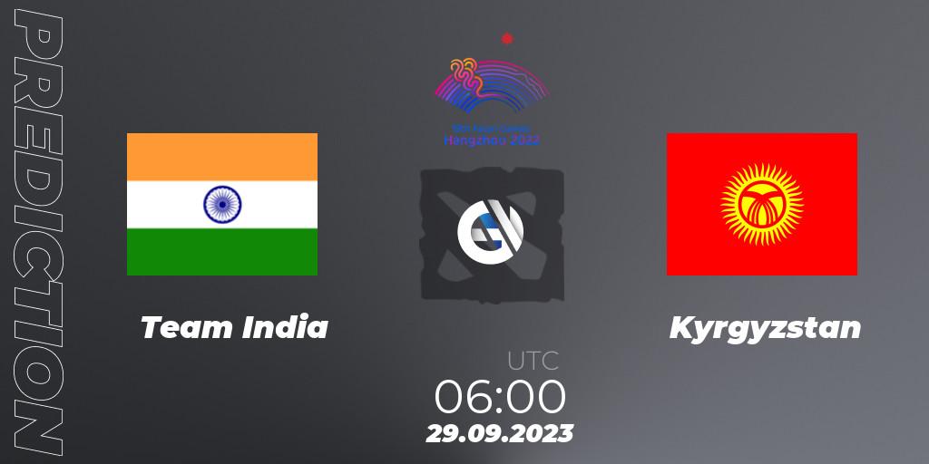 Team India - Kyrgyzstan: ennuste. 29.09.2023 at 06:00, Dota 2, 2022 Asian Games