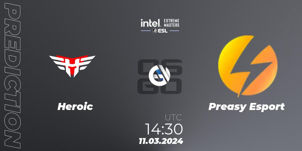 Heroic - Preasy Esport: ennuste. 11.03.2024 at 14:30, Counter-Strike (CS2), Intel Extreme Masters Dallas 2024: European Closed Qualifier