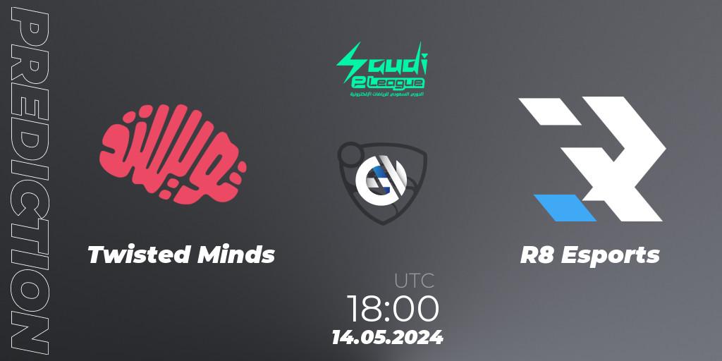 Twisted Minds - R8 Esports: ennuste. 14.05.2024 at 18:00, Rocket League, Saudi eLeague 2024 - Major 2: Online Major Phase 1