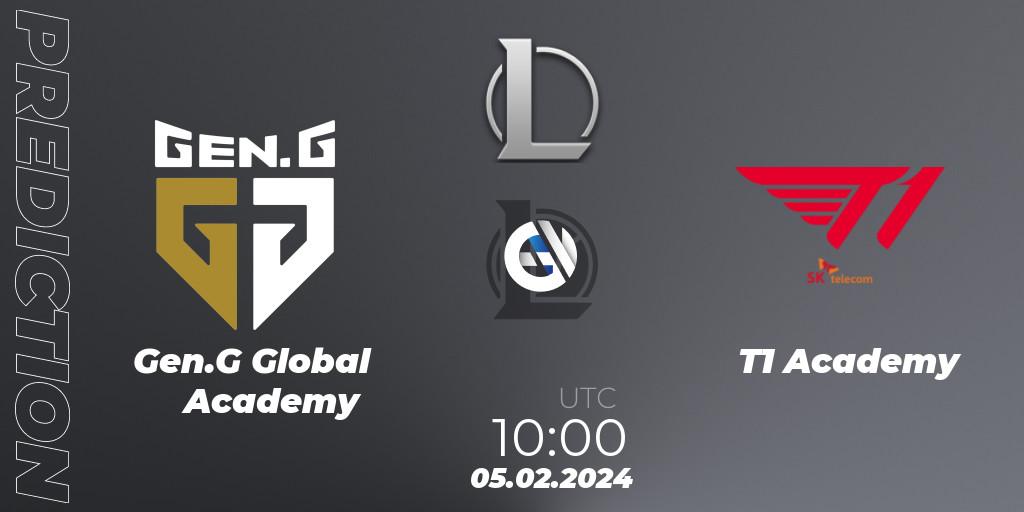 Gen.G Global Academy - T1 Academy: ennuste. 05.02.2024 at 10:00, LoL, LCK Challengers League 2024 Spring - Group Stage