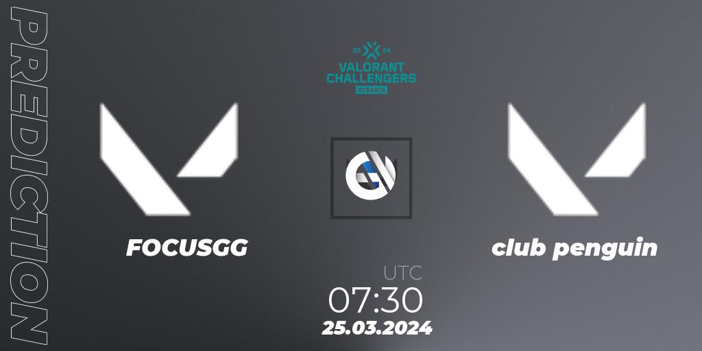 FOCUSGG - club penguin: ennuste. 25.03.2024 at 07:30, VALORANT, VALORANT Challengers 2024 Oceania: Split 1